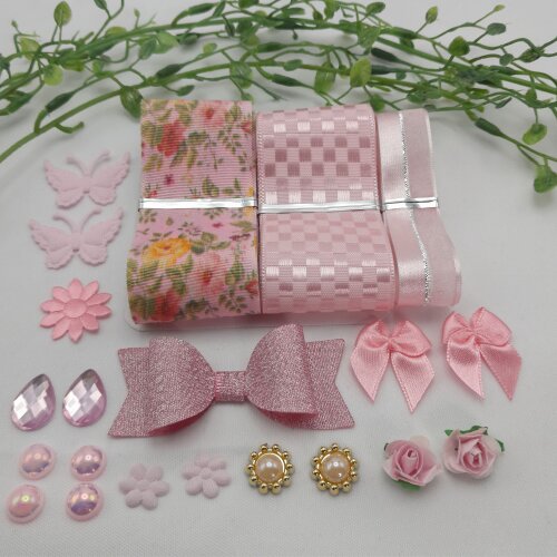Kit Fitas e Enfeites Coordenados Rosa
