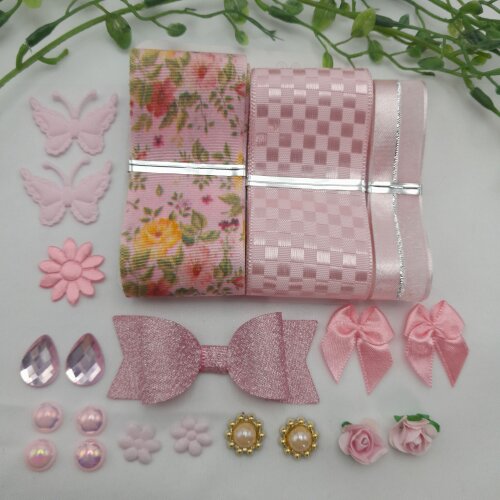 Kit Fitas e Enfeites Coordenados Rosa