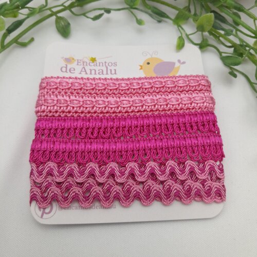 KIt de Aviamentos Coordenados em Tons de Rosa e Pink para Artesanato e Costura criativa