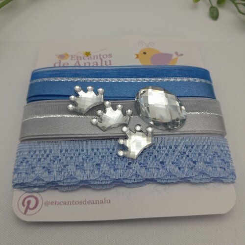 Cartela de Renda e Fitas Azuis para Scrapbook e Artesanato