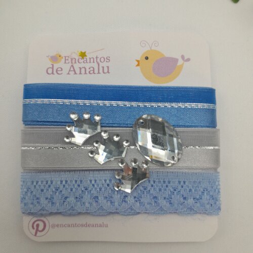 Cartela de Renda e Fitas Azuis para Scrapbook e Artesanato