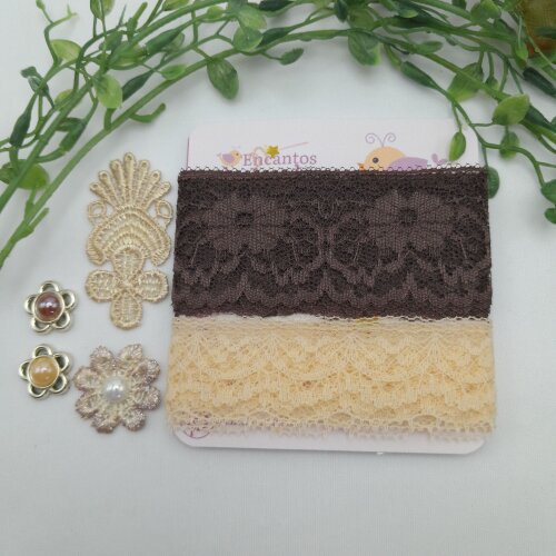 Cartela de Rendas, Chaton e Enfeites para Scrapbook e Artesanato