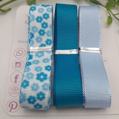 Kit de Fitas Coordenadas Floral Tons de Azul