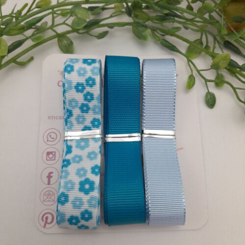 Kit de Fitas Coordenadas Floral Tons de Azul