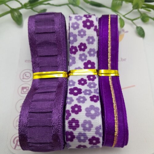 Kit de Fitas Cores e Texturas Coordenadas em Tons de Lilas e Roxo