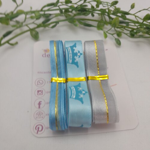 Kit de Fitas Coordenadas Realeza nas cores azul e prata