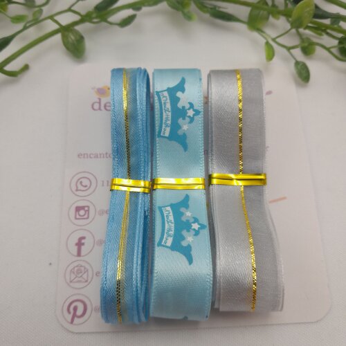 Kit de Fitas Coordenadas Realeza nas cores azul e prata