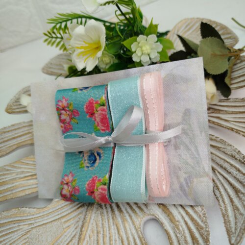 Kit de Fitas Tiffany Floral — Lurex Estampado, Voil com Brilho 