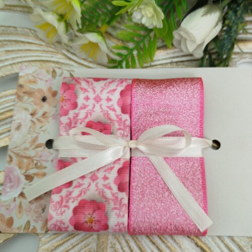 Kit Fitas Decorativas Gorgurão Rosa e Lurex Brilho Rosa