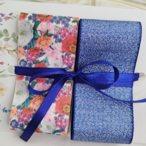 Kit de Fitas Lurex Marinho e Floral Coordenadas
