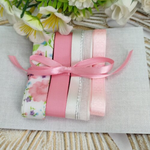 Kit de Fitas Florzinhas Candy Color com branco e rosa