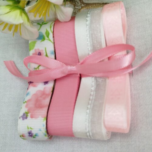 Kit de Fitas Florzinhas Candy Color com branco e rosa