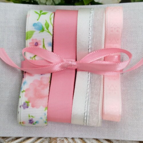 Kit de Fitas Florzinhas Candy Color com branco e rosa
