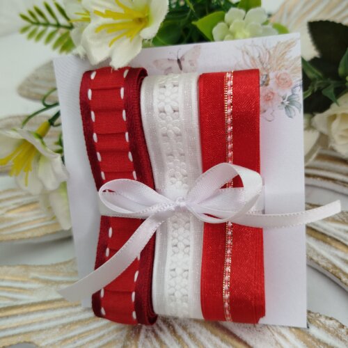 Kit de Fitas coordenadas em tons vermelho e branco