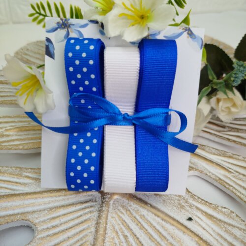 Kit de Fitas Coordenadas Azul Royal, Poá e Branca