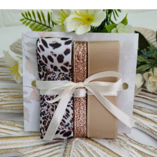 Kit de Fitas Animal Print — Gorgurão Estampado, Lurex Cobre e Chocolate
