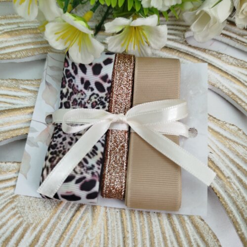 Kit de Fitas Animal Print — Gorgurão, Lurex Cobre e Chocolate
