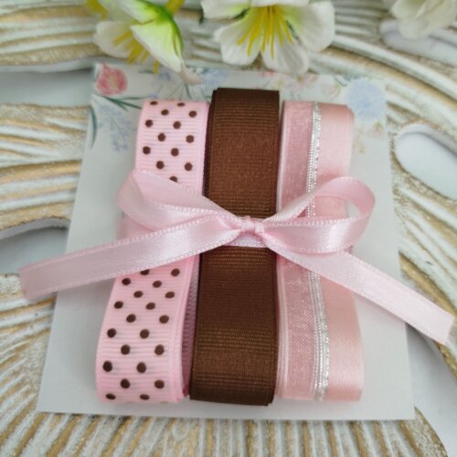 Kit de Fitas Coordenadas Poá Rosa e Marrom