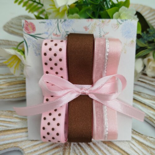 Kit de Fitas Coordenadas Poá Rosa e Marrom