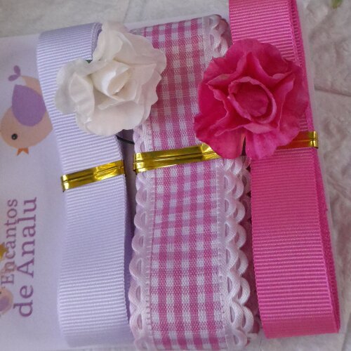 Kit de 3 Fitas Coordenadas Xadrez Rosa e Branco
