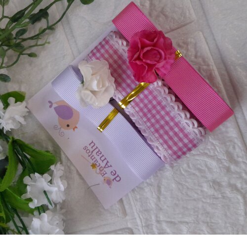 Kit de 3 Fitas Coordenadas Xadrez Rosa e Branco