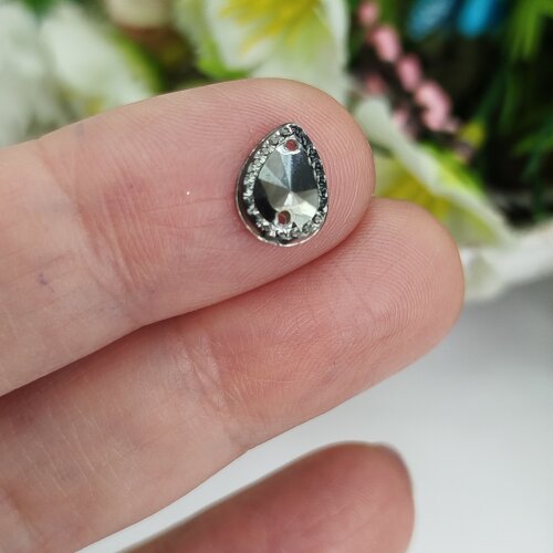 Chaton Acrilico Gota Cor Fume - 10 x 14 mm com Bordinha