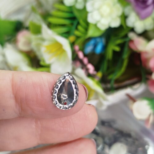 Chaton Acrilico Gota Cor Fume - 10 x 14 mm com Bordinha