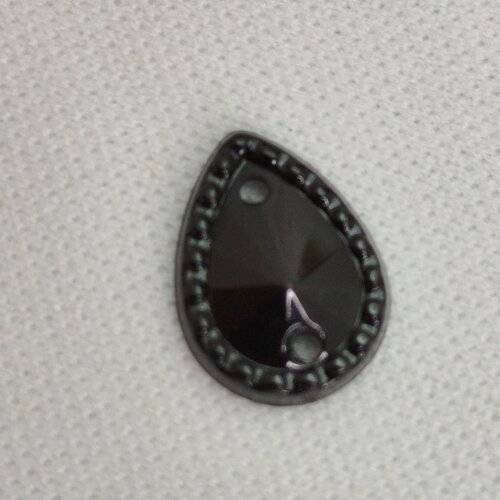 Chaton Acrilico Gota Cor Preto - 08 x 10 mm com Bordinha