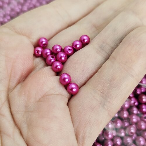 Perola Abs com furo 05mm Cor Fucsia - pacote com 300 gramas