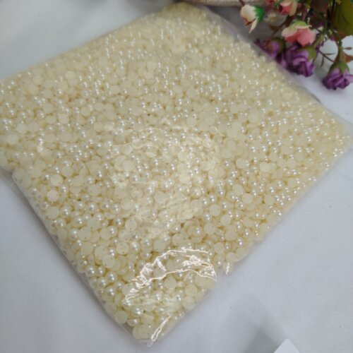 Meia Perola com furo 06mm Cor Marfim - pacote com 370 gramas
