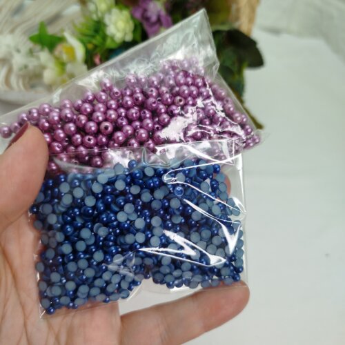 Kit Perolas Lilas,Mel,Uva,Ouro,Marinho,Meia Perola Azul +  Brinde
