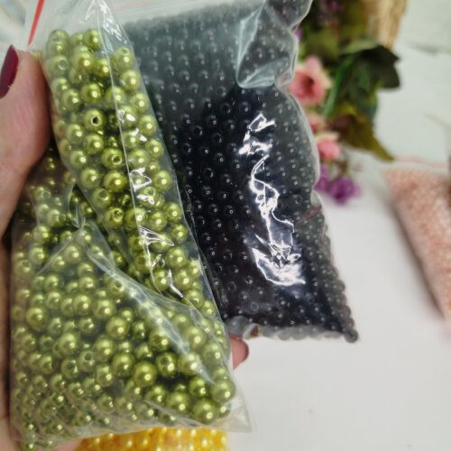 Kit 800 gramas Perolas Verde Agua, Preta,Salmão,Marrom, Bordo,Ve