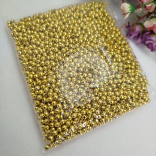 Perola Dourada - 5mm - com furo - pacote com 190 gramas