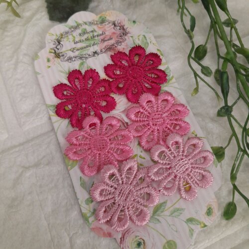 Florzinha Guipure Tons de Rosa Degrade para Artesanato e Scrapbook