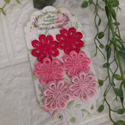Florzinha Guipure Tons de Rosa Degrade
