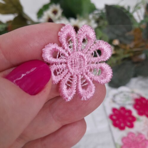 Florzinha Guipure Tons de Rosa Degrade