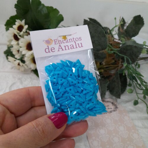 Aplique Cascalho Miçanga Azul 200 unidades para Artesanato, Scrap e Customização