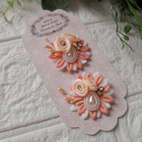 Flor Decorativa Coral e Branco para Artesanato