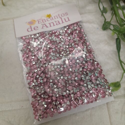 Chaton Ponto de Brilho Rosa - Pacote com 16 aprox. gramas