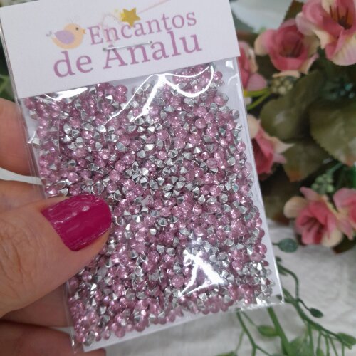 Chaton Ponto de Brilho Rosa - Pacote com 16 aprox. gramas