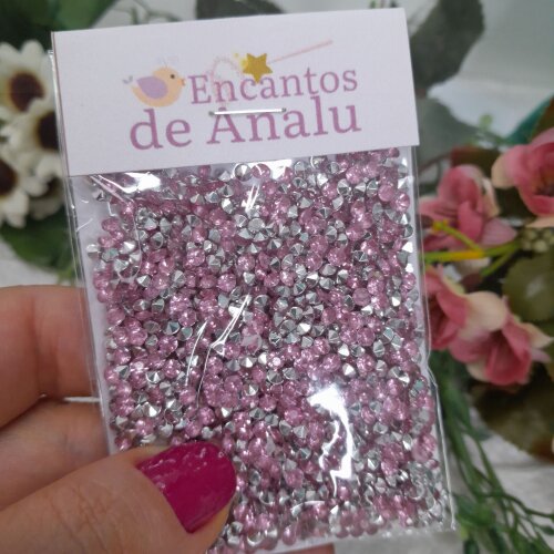 Chaton Ponto de Brilho Rosa - Pacote com 16 aprox. gramas