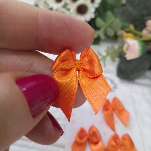Laço Decorativo de Cetim Laranja - Cartela com 6 unidades