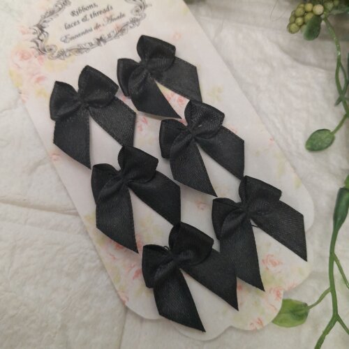 Laço Decorativo de Cetim Preto -  Cartela com 6 unidades