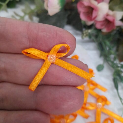 Laço Decorativo de Cetim Laranja com ponto de brilho
