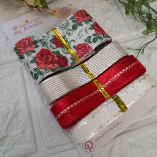 Kit de Fitas Coordenadas em Tons de Vermelho e Bege