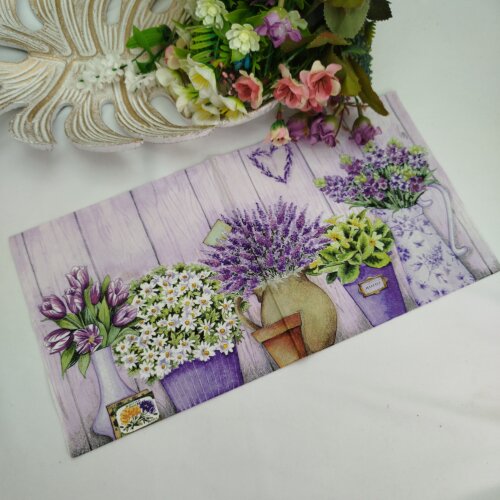 Guardanapo para Decupagem e Artesanato - Flores Lilás - Embalagem com 3 unidades