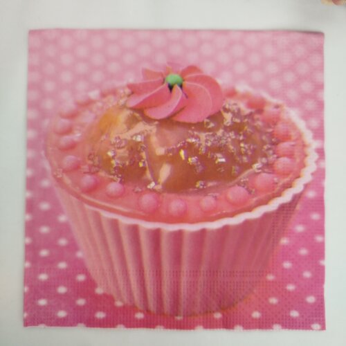 Guardanapo de Papel para Decupagem tema Cupcake  Rosa - 4 unidades