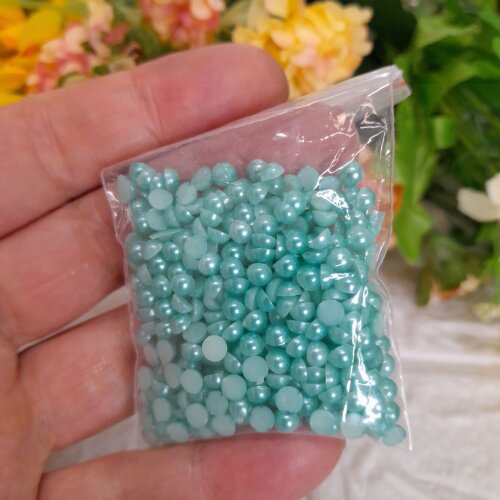 Meia Pérola Verde Agua - 4mm - Embalagem com 10 gramas
