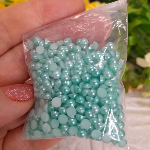 Meia Pérola Verde Agua - 4mm - Embalagem com 10 gramas