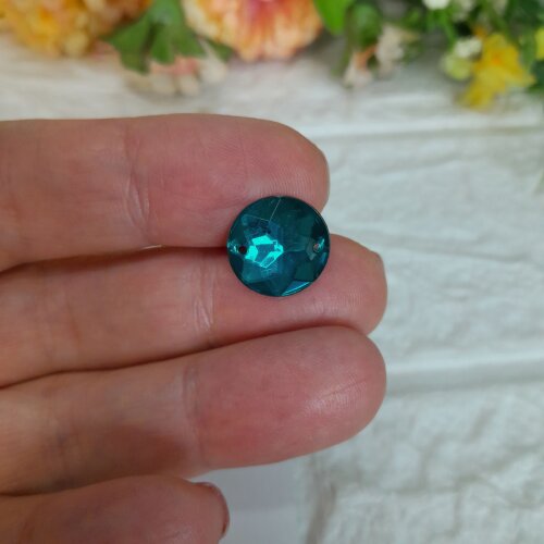 Chaton Redondo Verde - 14mm - Cartela com 12 unidades